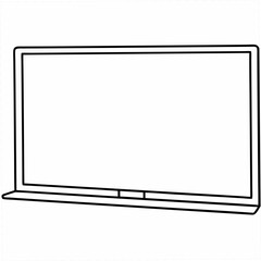 Poster - Minimalist outline drawing of a television on a white background for design purposes