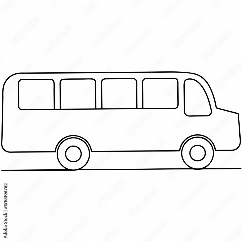Simple black outline illustration of a school bus ideal for coloring ...