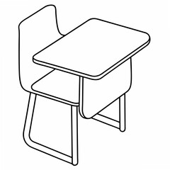 Poster - Simple black outline of a student desk and chair depicting education and school iconography for academic projects