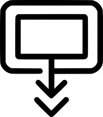 Poster - black outline of rectangle with rounded corners and double downward arrows below