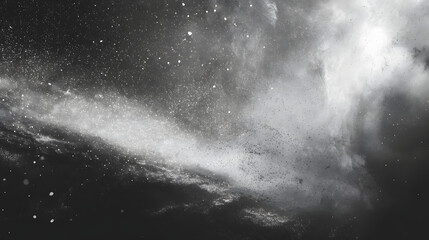 cosmic dust cloud: a dramatic grayscale image depicting a celestial dust cloud, swirling with cosmic