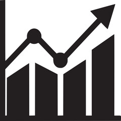 Poster - Black and white illustration of a bar graph with an upward trend line