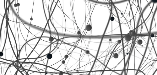 Fototapete - Abstract plexus blue geometry background. Digital technology network connection concept. 3D rendered illustration
