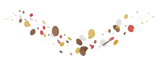Poster - Multicolored paper confetti on transparent background. Realistic confetti flying. Colorful scattered items to holiday decorations.