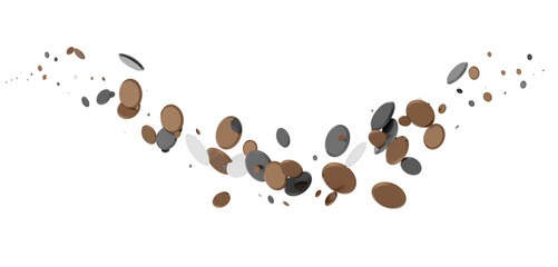 Poster - confetti png. Gold confetti falls from the sky. Glittering confetti on a transparent background. Holiday,
