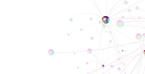 Poster - Multi color connected lines and dots network 3d illustration