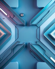 Aufkleber - abstract futuristic geometric design with modern shapes in a vivid cool color palette