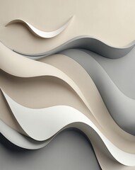 Poster - Abstract layered paper design with flowing waves and elegant pastel colors. The design embodies creativity and artistic expression. The composition forms a unique and aesthetically pleasing artwork.
