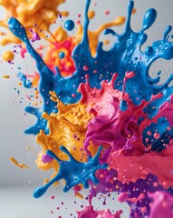 Aufkleber - vibrant explosion of multicolored paint splashes creating dynamic art form