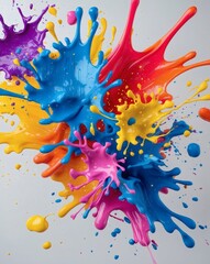 Aufkleber - Colorful paint splashes of many colors, a vivid display of artistic creation and abstract expression