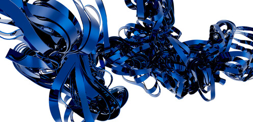 Aufkleber - Dynamic, abstract image of swirling blue metallic ribbons. Perfect for tech, design, or modern backgrounds.