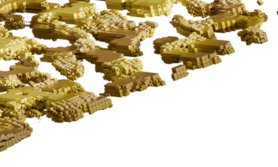 Aufkleber - 3D render of abstract gold cube blocks.  Perfect for backgrounds, textures, or design elements.