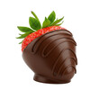 © Alexander - Ultra realistic chocolate covered strawberry, single, rich dark chocolate on vibrant red fruit, isolated on a plain transparent background with clear contours, slightly high angle view, commercial pro