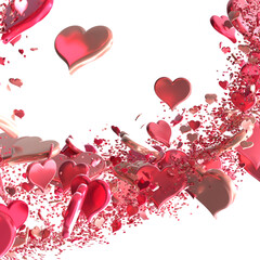 Poster - hearts on a transparent background. 3D rendering. for valentine's day and wedding. PNG Rain from hearts.