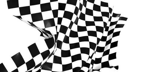 Poster - The checkered flag waves in the wind signifying the finish line