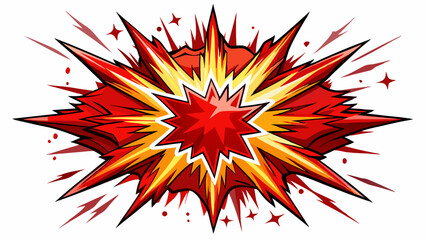 comic book style explosion with red and yellow colors on white