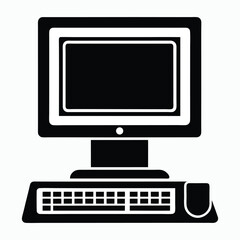 Poster - Black and white desktop computer icon for websites and apps