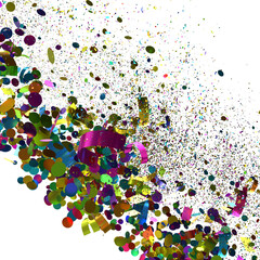Aufkleber - Vibrant explosion of confetti and ribbons. Perfect for celebratory designs, party invitations, and festive backgrounds.