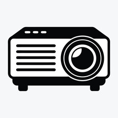 Poster - Black and white projector icon simple clean design