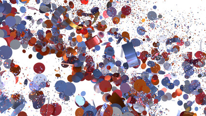 Aufkleber - Abstract festive background with red, blue, and orange confetti. Perfect for celebration, party, or holiday designs.