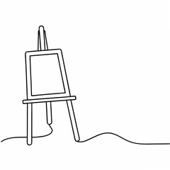 Poster - Minimalist art easel illustration with continuous line design suitable for creative and artistic projects.
