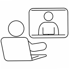 Poster - Minimalist illustration depicting video conference communication concept suitable for digital marketing and technology based projects.