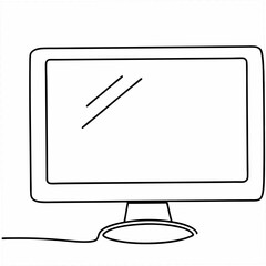 Poster - Modern hand drawn monitor outline illustrating technology and communication on a white background