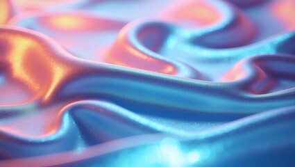 Poster - iridescent silk fabric with soft folds and color gradations. Close-up view showing texture and smooth surface