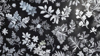 Poster - Elegant floral patterns in black and white, perfect for textile design or backgrounds