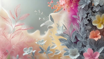 Poster - Abstract floral composition with pastel color and soft light, ideal for adding a touch of natural beauty