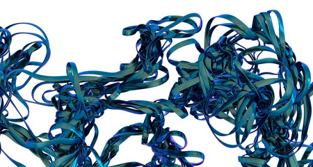 Aufkleber - Intricate design of swirling blue metallic ribbons. Perfect for backgrounds, tech, or abstract art.