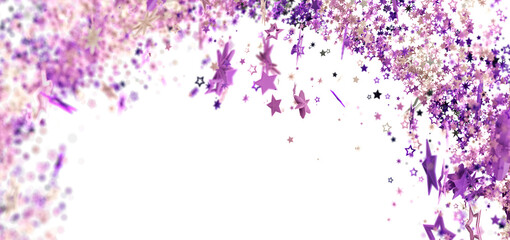 Poster - Beautiful image of purple and pink glitter stars on white background. Perfect for celebrations!