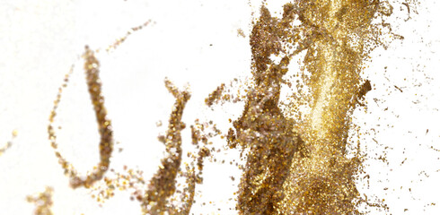 Aufkleber - Abstract gold glitter explosion on white background. Perfect for luxury, festive, and celebratory designs.