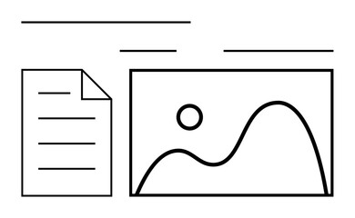 Poster - document outline with lines and chart graphic showing a curve and circle. ideal for analysis, statis
