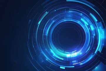 Poster - Abstract blue circle design showcasing geometric lines and lighting effects in a modern style