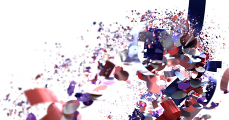 Aufkleber - Abstract festive background with red, blue, silver confetti explosion. Perfect for celebrations.
