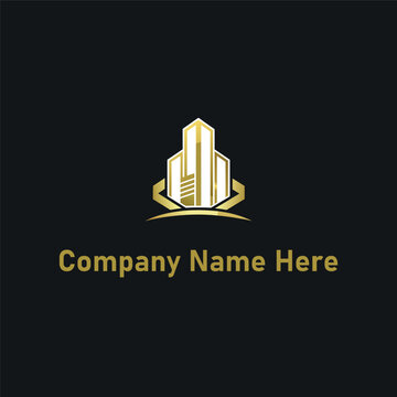  Gold real estate logo with a highrise and house outline