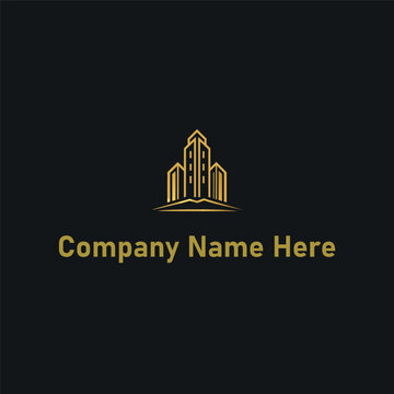  Gold real estate logo with a highrise and house outline