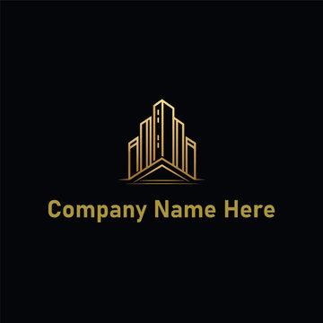  Gold real estate logo with a highrise and house outline