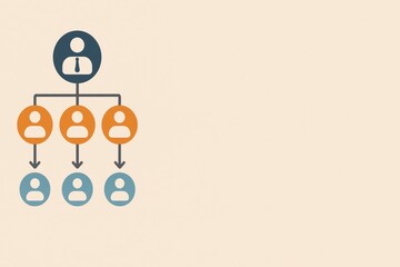 Poster - Organizational Chart with Hierarchical Structure and Icon Representation of Teamwork
