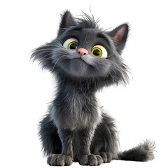 Aufkleber - Adorable gray cartoon cat with a slightly smug expression and big eyes