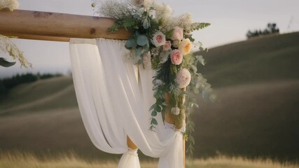 Aufkleber - Outdoor Wedding Arch with Floral Decoration in Natural Landscape