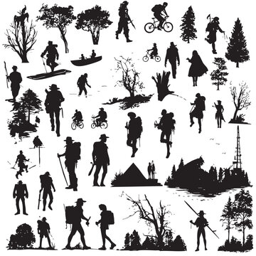 adventure silhouette set, Black silhouette 