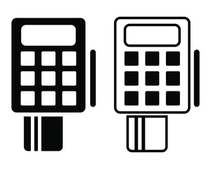 Fototapete - Pos terminal icons. Modern glyph icon fill and outline symbol for pos payment system by credit card. Electronic payment and transaction processing. Vector illustration.