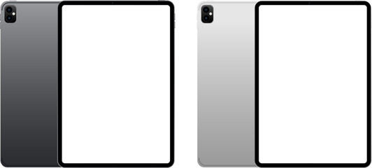 Poster - Vector mockups of modern tablets in dark and light versions. Includes front and back views. Perfect for showcasing app designs, tech concepts, and responsive interfaces.