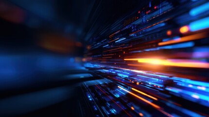 Aufkleber - Abstract futuristic background with glowing lines and vibrant colors creating a sense of motion