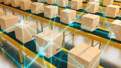 Poster - Delivery boxes with connection. Computer generated 3d render
