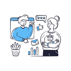 Poster - Illustration of online meeting communication business teamwork collaboration connection digital network vector art illustrations