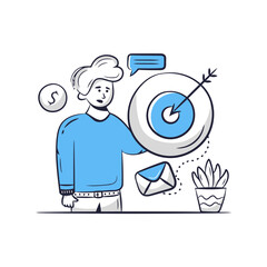 Poster - Marketing strategy target audience business planning success goal achievement growth concept design vector art vector art illustrations