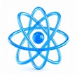 © Pure Imagination - Blue Glass Atom Model on White Background